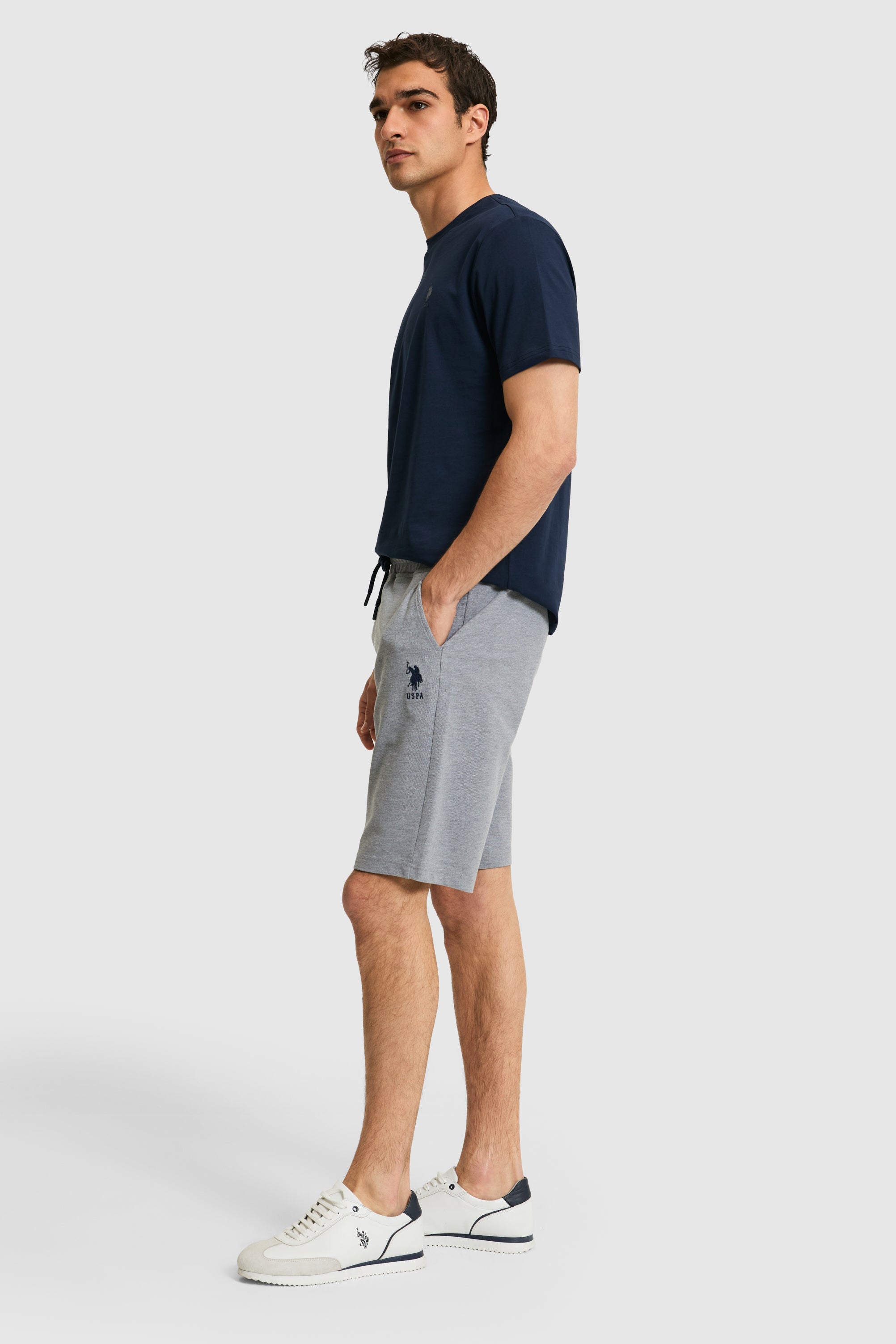 Pantaloni Scurți Gri Din Bumbac Cu Talie Ajustabila