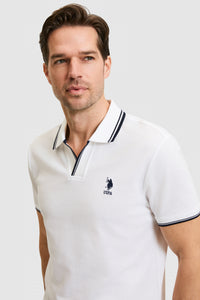 Tricou Polo Barbat Alb Cu Guler Special 