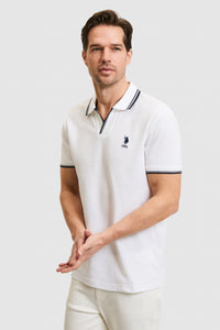 Tricou Polo Barbat Alb Cu Guler Special 