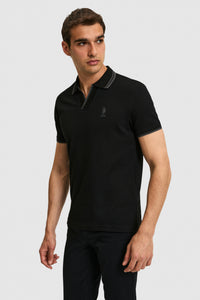 Tricou Polo Barbat Negru Cu Guler Special 