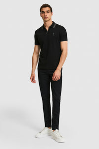 Tricou Polo Barbat Negru Cu Guler Special 