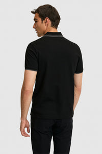 Tricou Polo Barbat Negru Cu Guler Special 