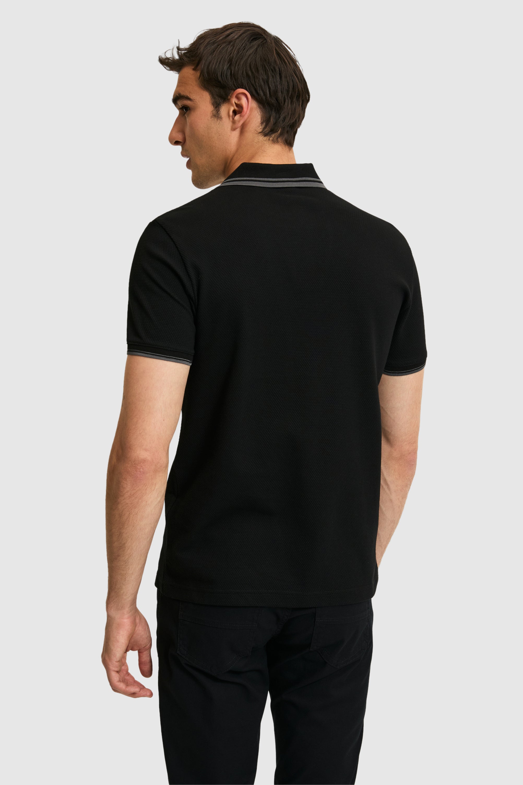 Tricou Polo Barbat Negru Cu Guler Special 
