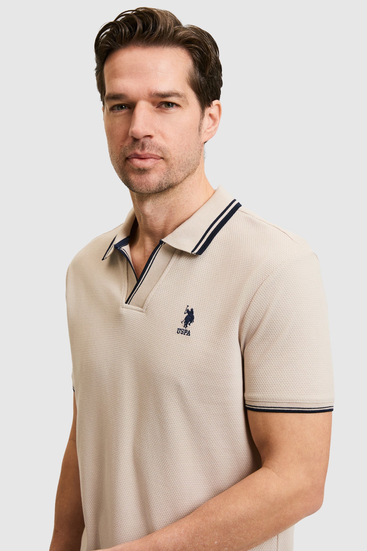 Tricou Polo Bărbați Bej Cu Guler Special