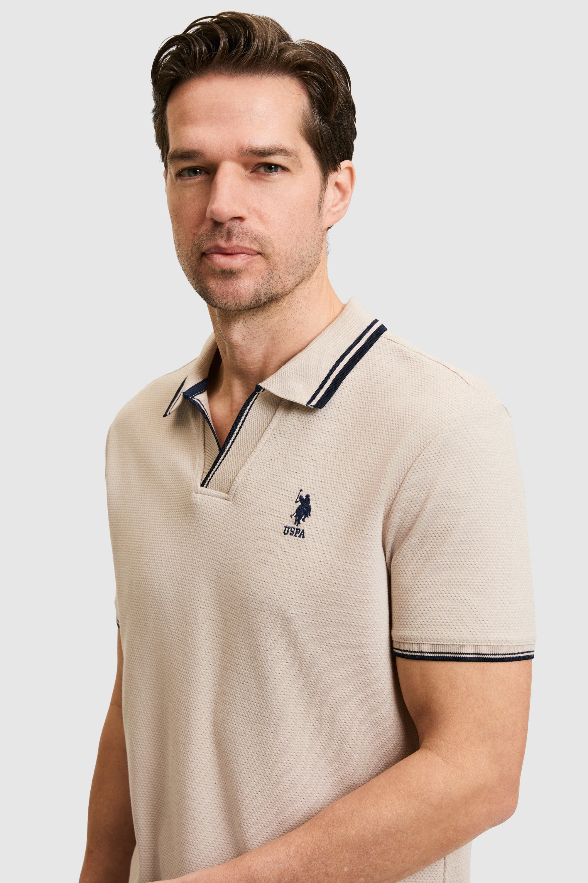 Tricou Polo Bărbați Bej Cu Guler Special