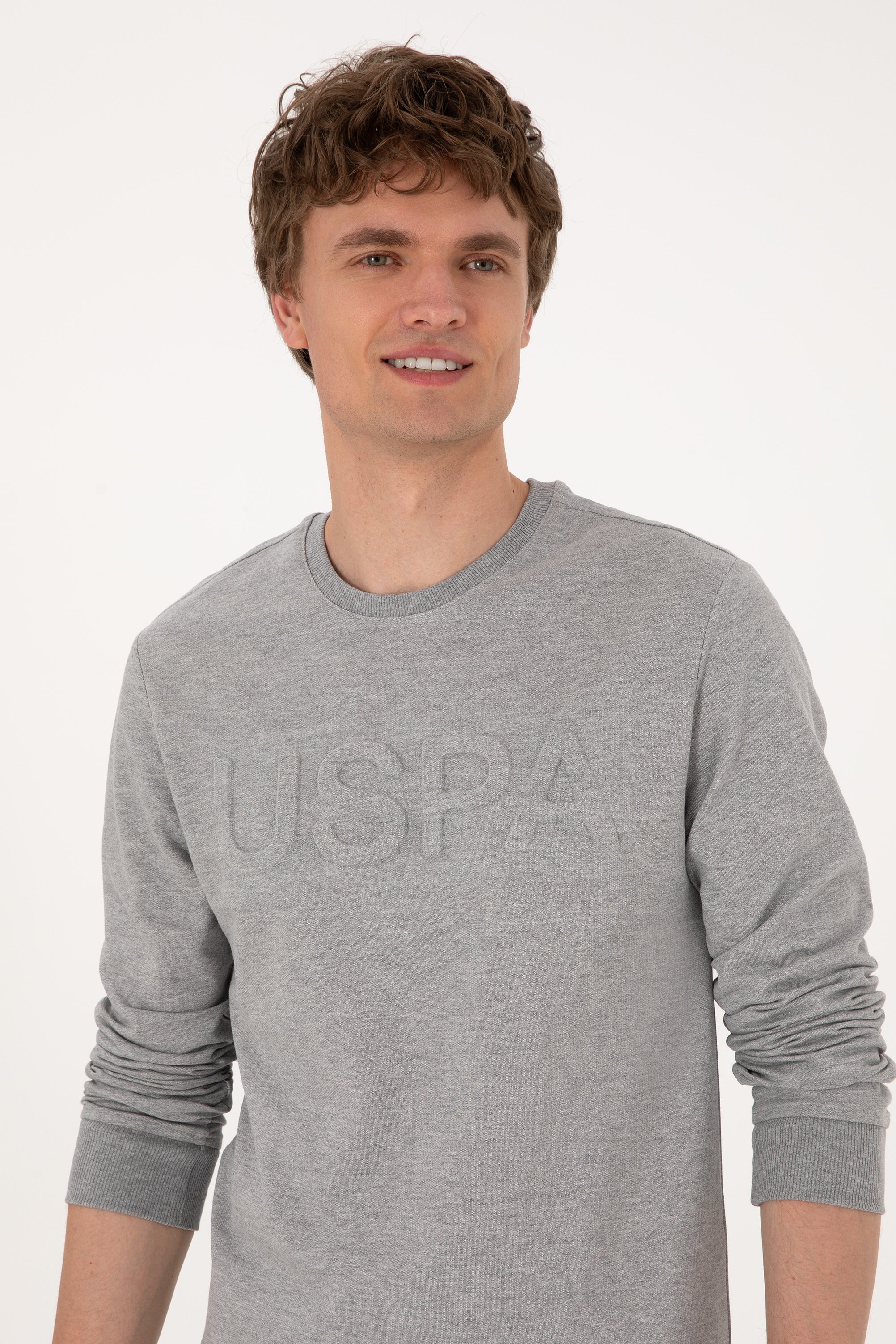 Bluza Barbat Gri Cu Logo USPA Pe Piept