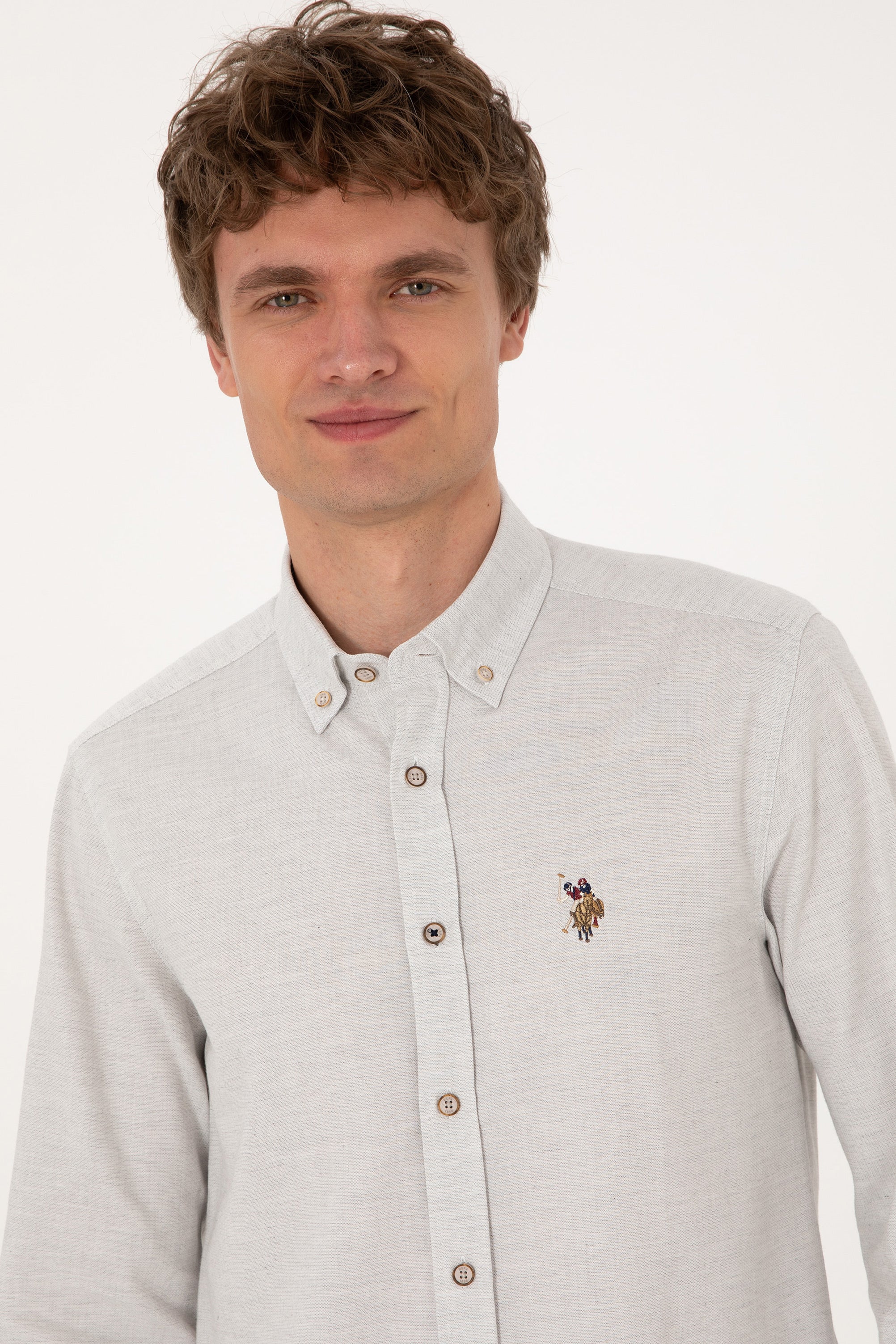 Camasa Barbat Textura Fina De Sezon Si Logo Brodat