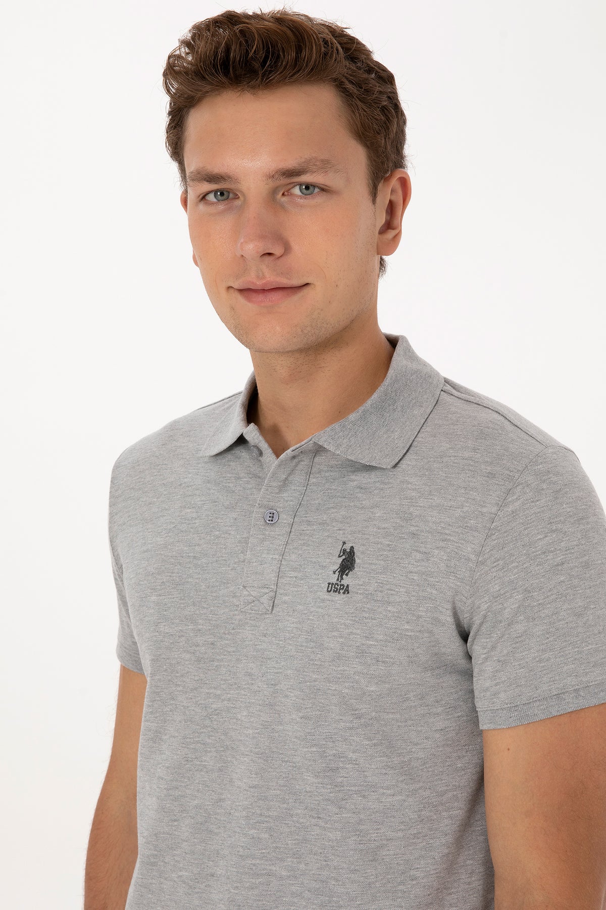 Tricou Polo Barbat Gri Cu Logo