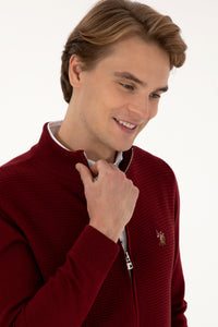 Pulover Tip Cardigan Barbat Pe Bordo Cu Fermoar