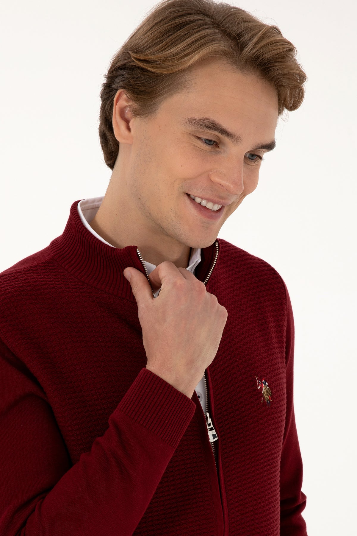 Pulover Tip Cardigan Barbat Pe Bordo Cu Fermoar