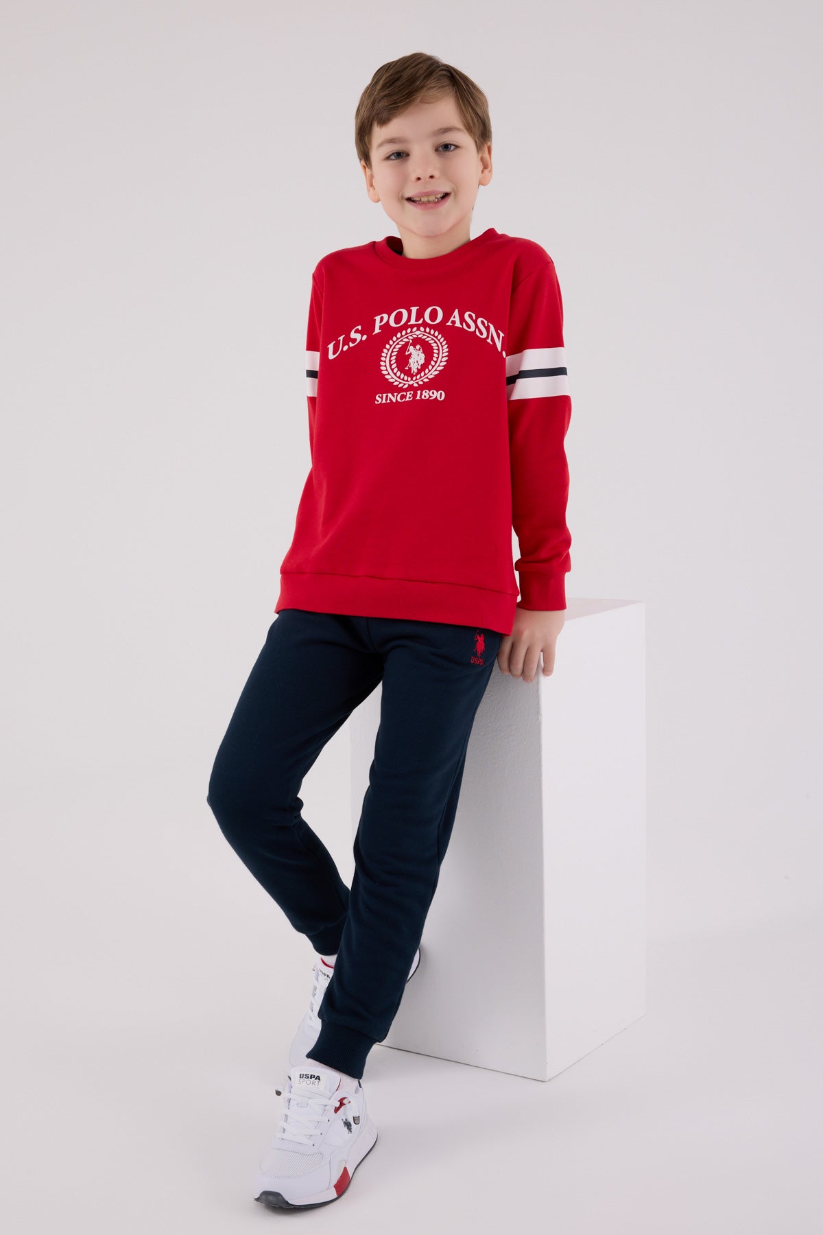 Set 2 Piese Bluza Sport si Pantaloni Lungi cu Imprimeu Logo