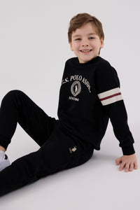 Set 2 Piese Bluza Sport si Pantaloni Lungi cu Imprimeu Logo