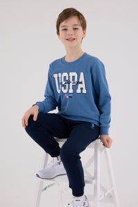 Set 2 Piese Bluza Sport si Pantaloni Lungi cu Imprimeu Logo