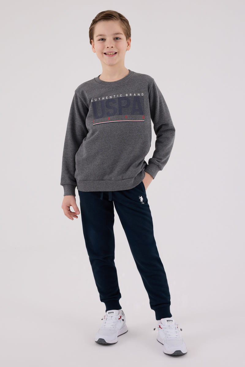 Set 2 Piese Bluza Sport si Pantaloni Lungi cu Imprimeu Logo