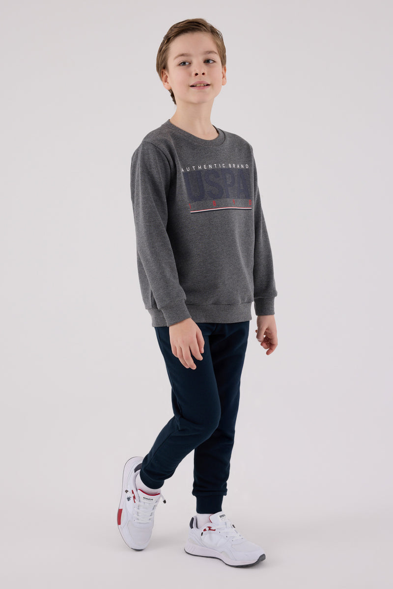 Set 2 Piese Bluza Sport si Pantaloni Lungi cu Imprimeu Logo