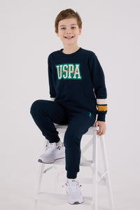 Set 2 Piese Bluza Sport si Pantaloni Lungi cu Imprimeu Logo