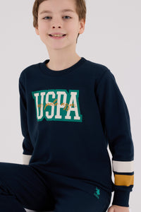 Set 2 Piese Bluza Sport si Pantaloni Lungi cu Imprimeu Logo