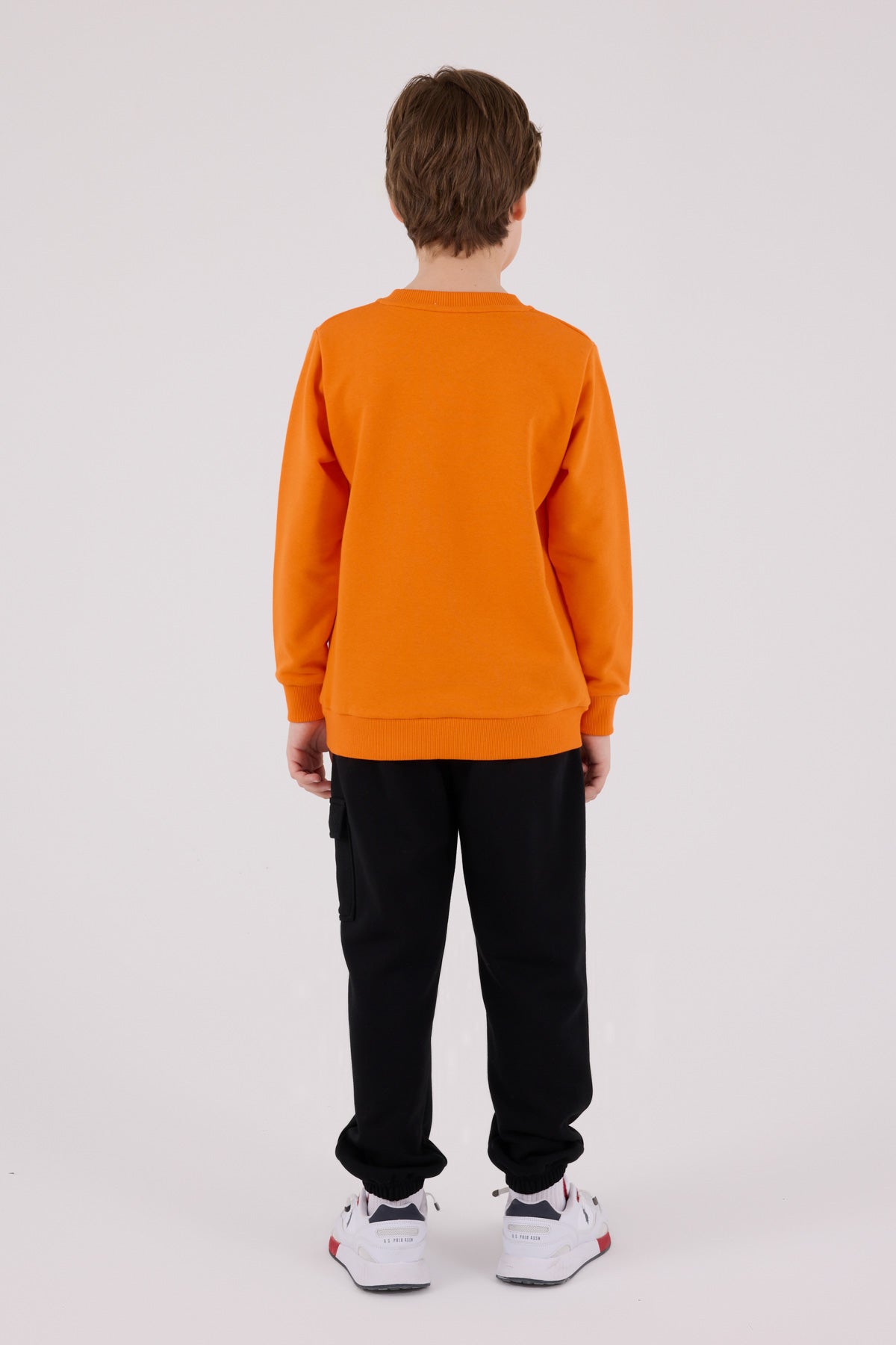 Set 2 Piese Bluza Portocaliu si Pantaloni Negri cu Imprimeu Logo