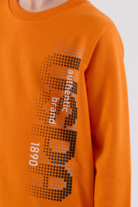 Set 2 Piese Bluza Portocaliu si Pantaloni Negri cu Imprimeu Logo