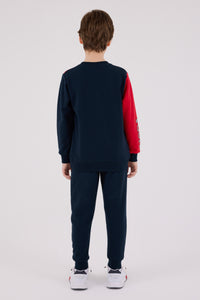 Set 2 Piese Bluza Multicolor si Pantaloni Bleumarin cu Imprimeu Logo