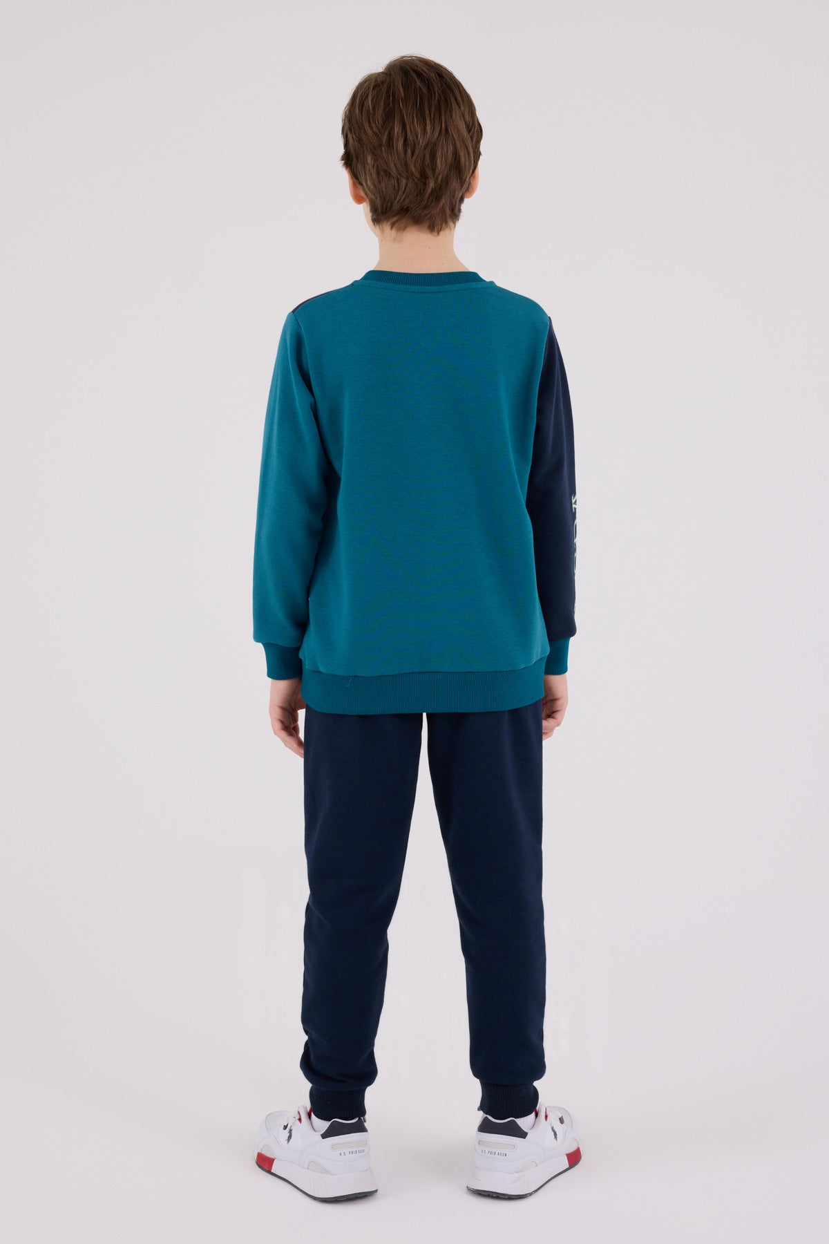 Set 2 Piese Bluza Multicolor si Pantaloni Bleumarin cu Imprimeu Logo