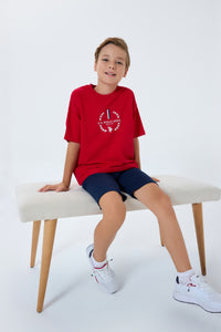 Set 2 Piese Băieți - Tricou Roșu cu Logo Și Pantaloni Scurți Bleumarin