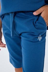 Set 2 Piese Băieți - Tricou Cu Logo Și Pantaloni Scurți Albastru Inchis