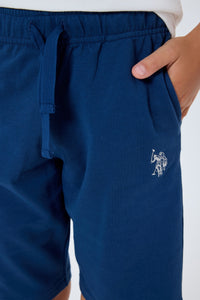 Set 2 Piese Băieți - Tricou Alb Cu Imprimeu Logo Și Pantaloni Scurți Bleumarin