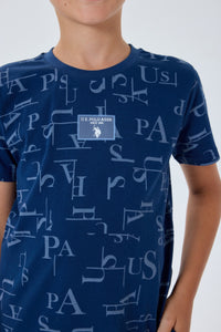 Set 2 Piese Băieți - Tricou Cu Text Logo Și Pantaloni Scurți Bleumarin