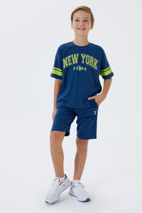 Set 2 Piese Băieți - Tricou Și Pantaloni Scurți Indigo