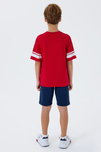 Set 2 Piese Băieți - Tricou Roșu Și Pantaloni Scurți Bleumarin