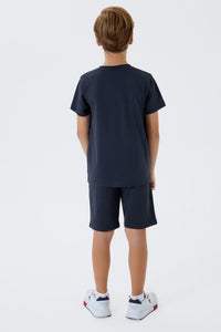 Set 2 Piese Băieți - Tricou Și Pantaloni Scurți  Gri Antracit Cu Imprimeu Logo
