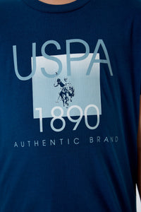 Set 2 Piese Băieți - Tricou Bleumarin cu Imprimeu Logo Și Pantaloni Scurți Albastru Prăfuit