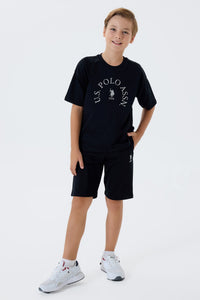 Set 2 Piese Băieți - Tricou Și Pantaloni Scurți Oversize Pe Negru