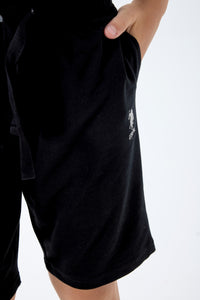 Set 2 Piese Băieți - Tricou Și Pantaloni Scurți Oversize Pe Negru