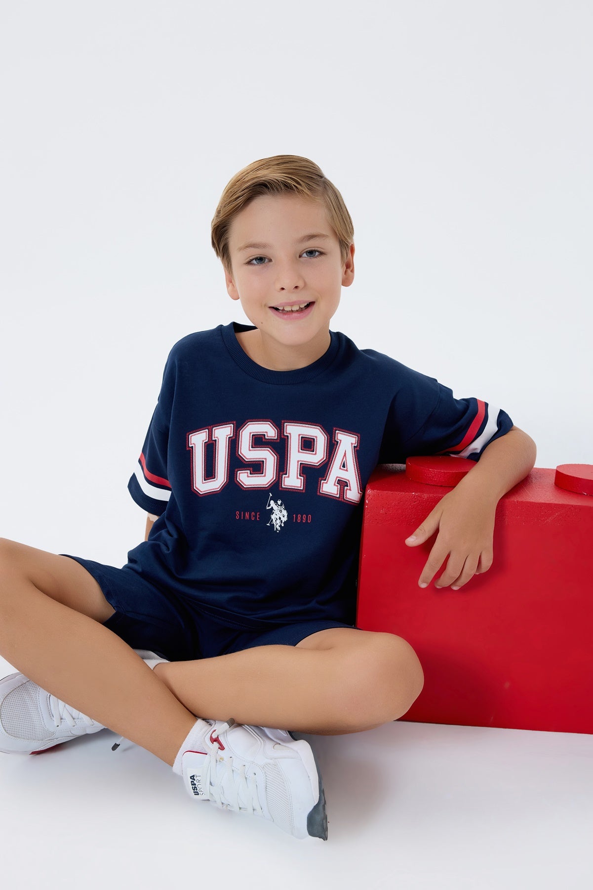 Set 2 Piese Băieți - Tricou cu Print Logo Și Pantaloni Scurți Bleumarin