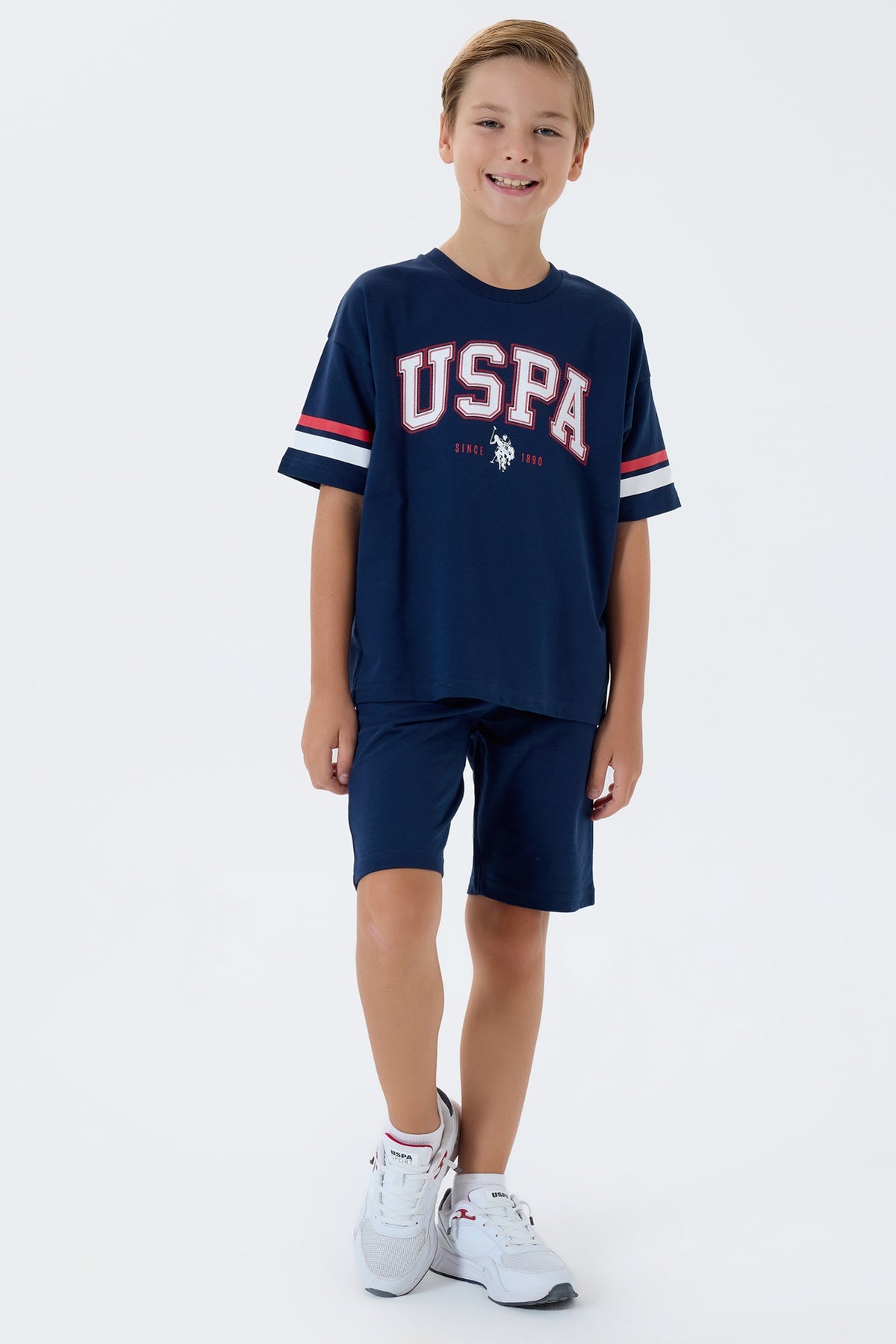 Set 2 Piese Băieți - Tricou cu Print Logo Și Pantaloni Scurți Bleumarin