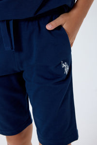 Set 2 Piese Băieți - Tricou cu Print Logo Și Pantaloni Scurți Bleumarin