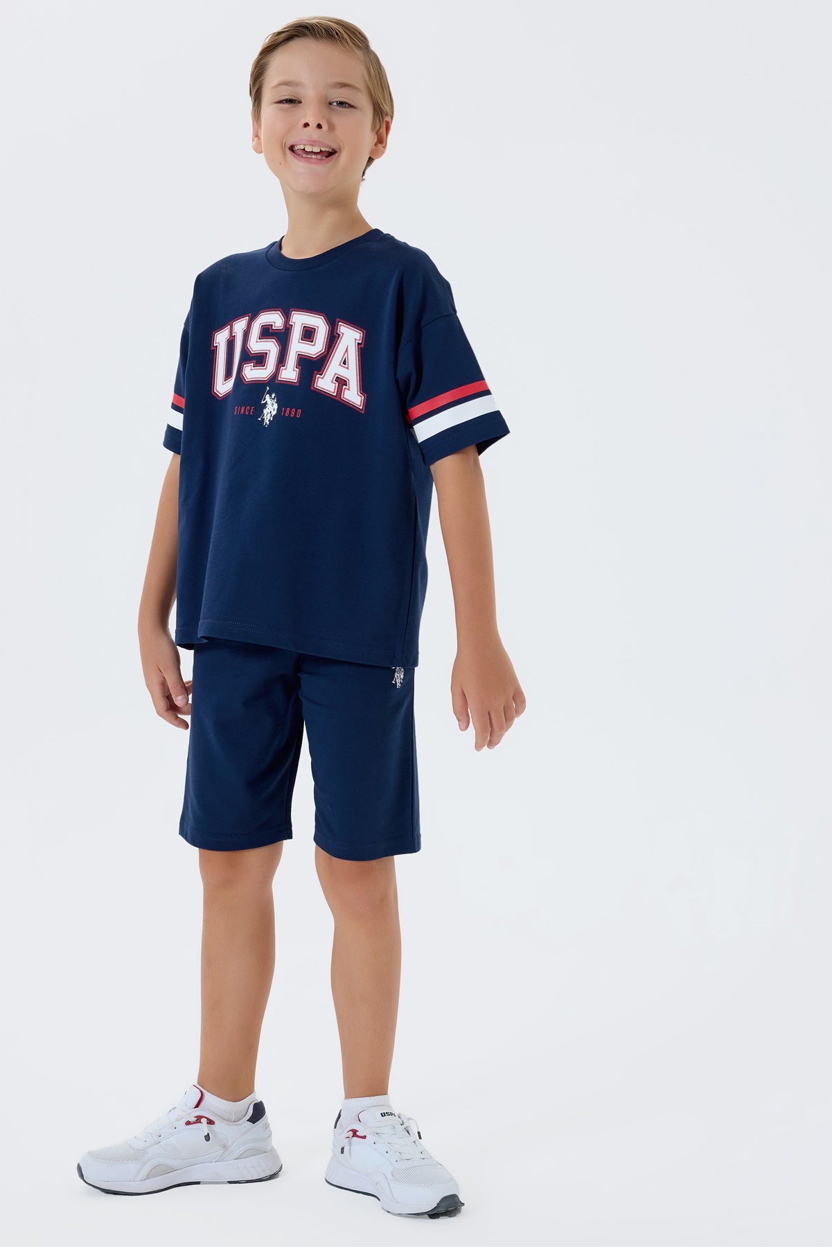 Set 2 Piese Băieți - Tricou cu Print Logo Și Pantaloni Scurți Bleumarin