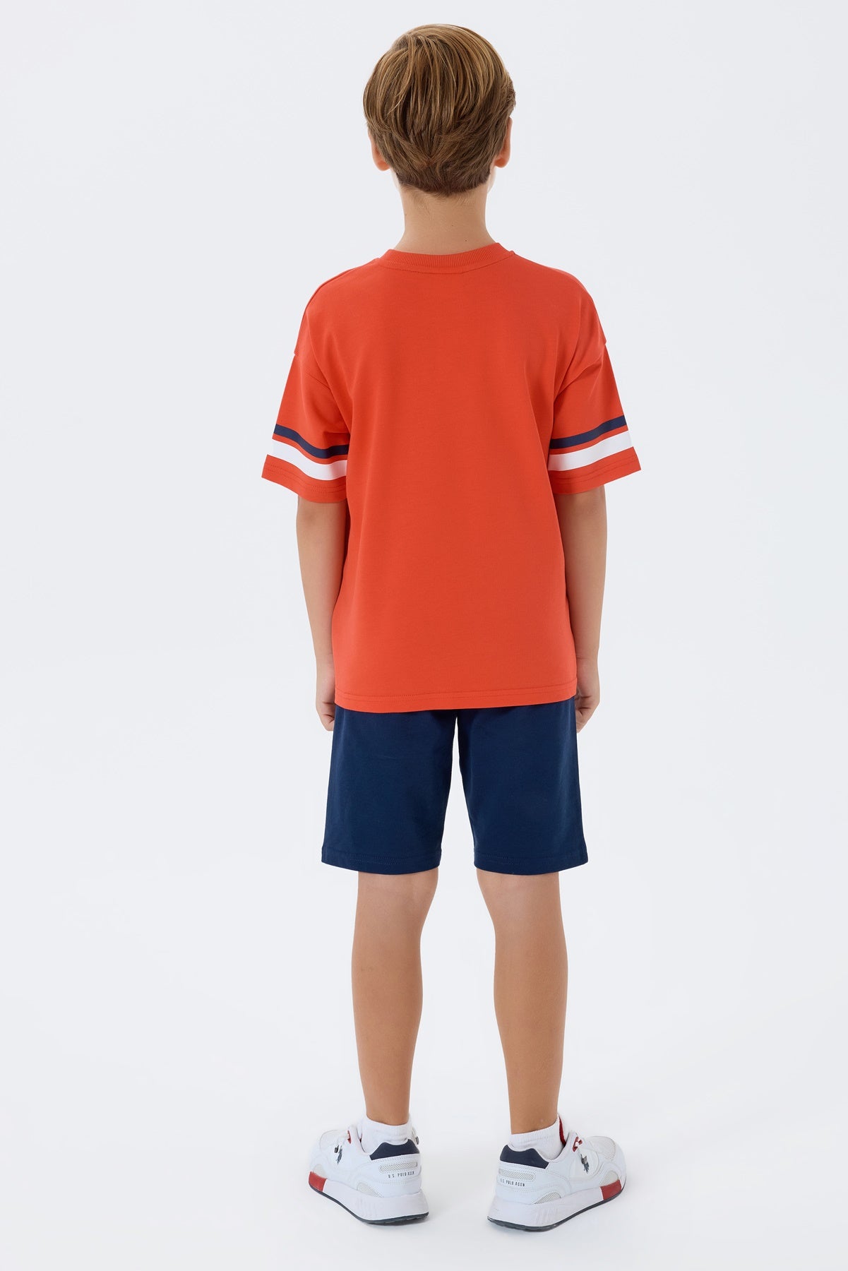 Set 2 Piese Băieți - Tricou Roșu cu Print Logo Și Pantaloni Scurți Bleumarin