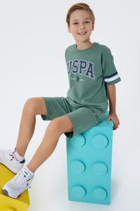 Set 2 Piese Băieți - Tricou cu Print Logo Și Pantaloni Scurți, Verde