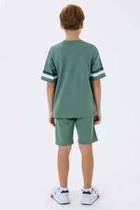 Set 2 Piese Băieți - Tricou cu Print Logo Și Pantaloni Scurți, Verde