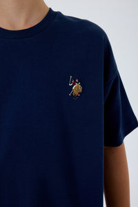 Set 2 Piese Băieți - Tricou Și Pantaloni Scurți Oversize Pe Bleumarin cu Logo Colorat