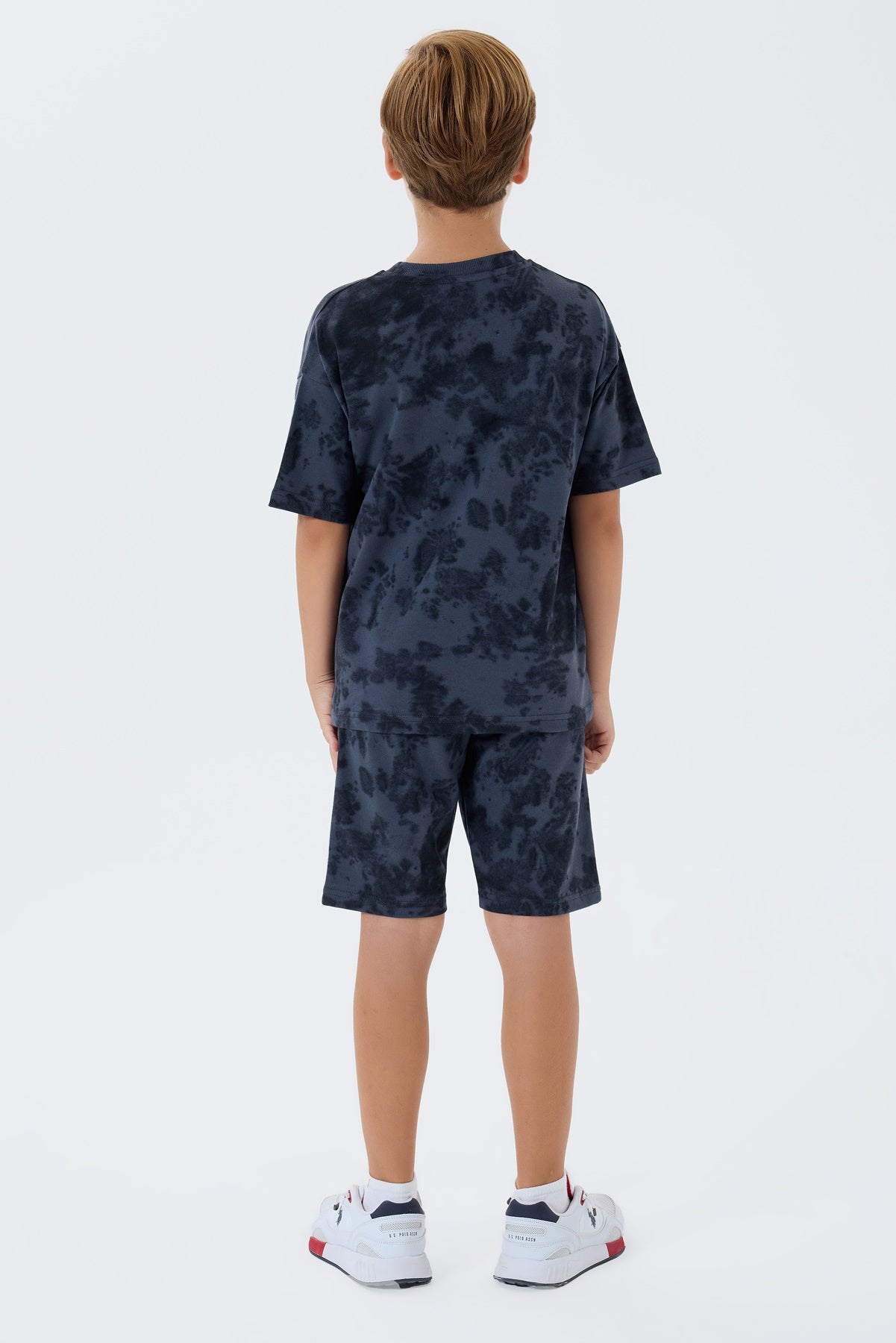 Set 2 Piese Băieți - Tricou Oversize Și Pantaloni Scurți Gri Antracit Cu Print Logo