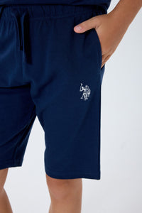 Set 2 Piese Băieți - Tricou Bleumarin cu Print Logo Pe Spate Și Pantaloni Scurți