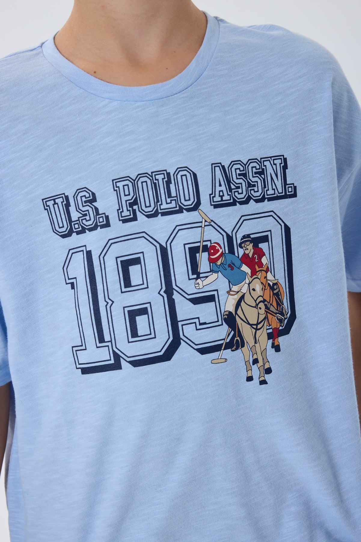 Set 2 Piese Băieți - Tricou Albastru Deschis cu Print Logo Și Pantaloni Scurți  Bleumarin