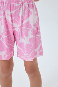 Set 2 Piese Fată - Tricou Alb Cu Logo USPA Și Pantaloni Scurți Cu Model Floral Roz