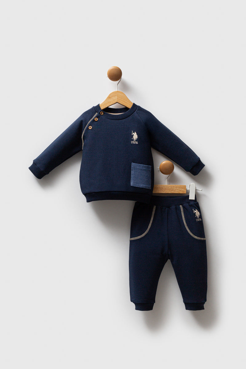 Set 2 Piese Baietel Pantaloni Si Bluza cu Maneca Lunga