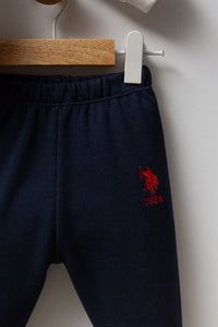 Set de pantaloni si bluza cu imprimeu logo