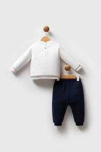 Set de pantaloni si bluza cu imprimeu logo